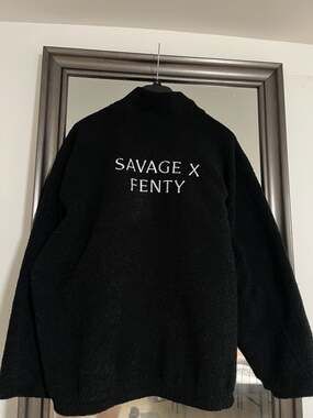 Savage X Fenty Plush Player Sherpa Quarter-Zip Jacket XL Black